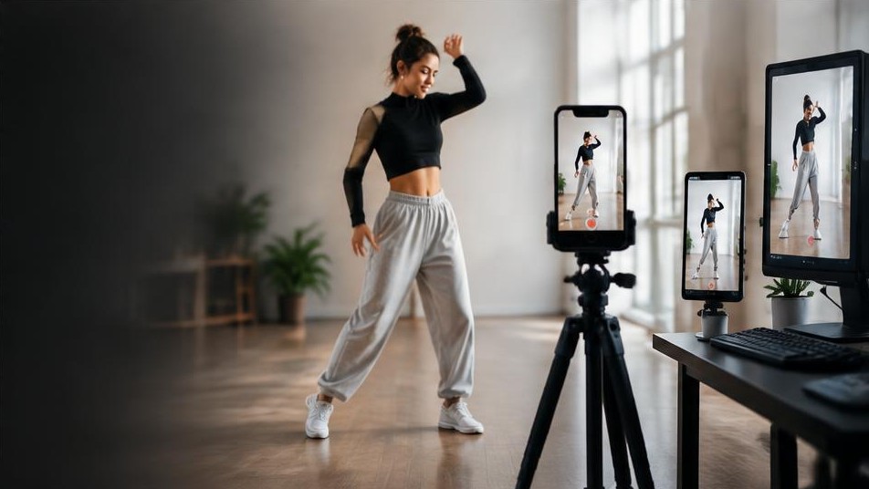 Vertical social video recording session